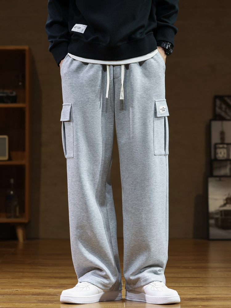 Pantalones de chándal informales de algodón con múltiples bolsillos y cordón para hombre, Pantalón recto holgado, talla grande 8XL, novedad de Otoño de 2023