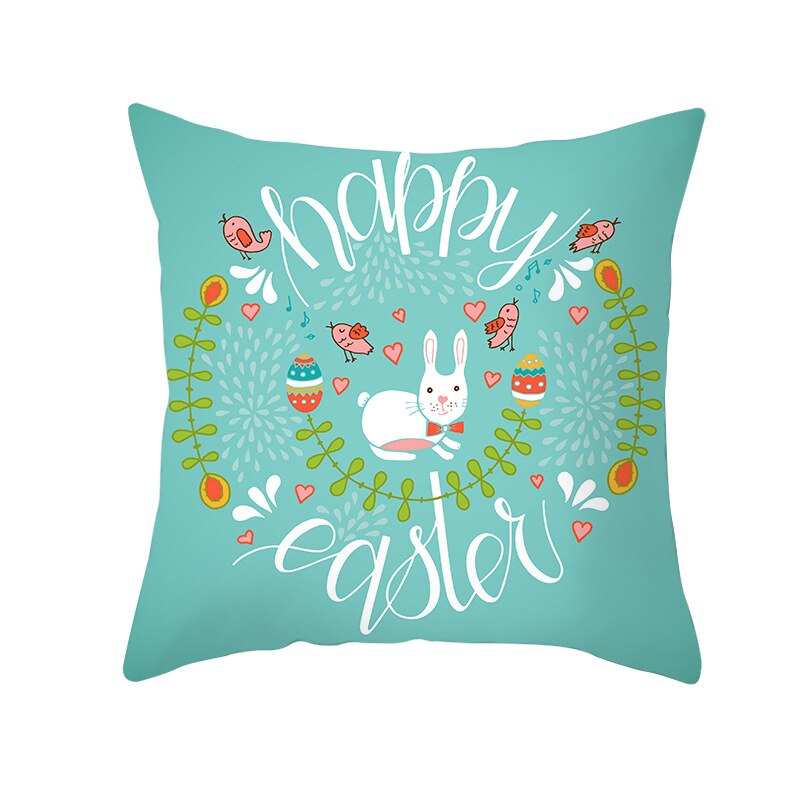 Kids Kussen Print Pasen Leuke Konijn Print Kussen 45*45Cm Case Polyester Sofa Auto Kussen Cover Home Decor funda Rechthoekige: 8