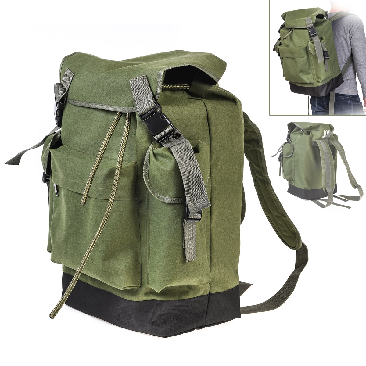 Bolsa de lona verde del ejército multifuncional de gran capacidad de 70l para pesca de carpa, mochila duradera y resistente al desgaste.