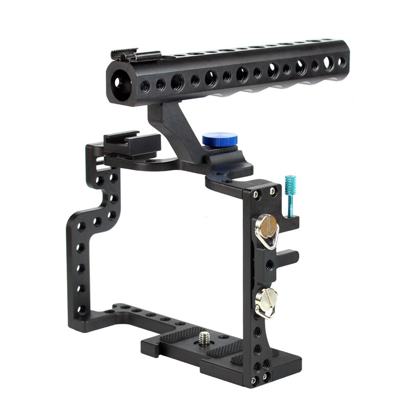 Gaiola da câmera estabilizador, gaiola de vídeo da câmera da liga de alumínio para panasonic lumix gh3/gh4 com punho superior