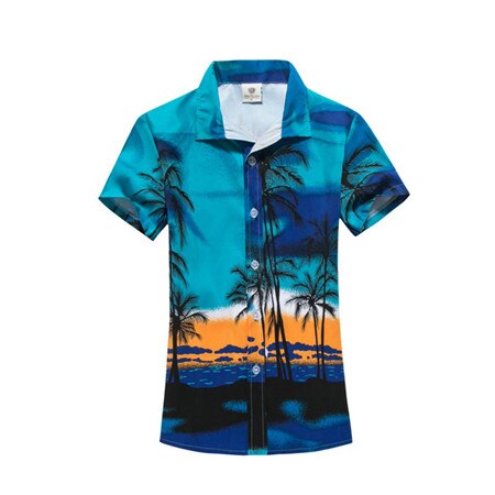 Camisas de Estilo Hawaiano para hombre, camisa deportiva de manga corta con estampado tropical, blusa fina de flores ajustable para hombre/mujer, ropa de playa de de pareja: Women Blue / M