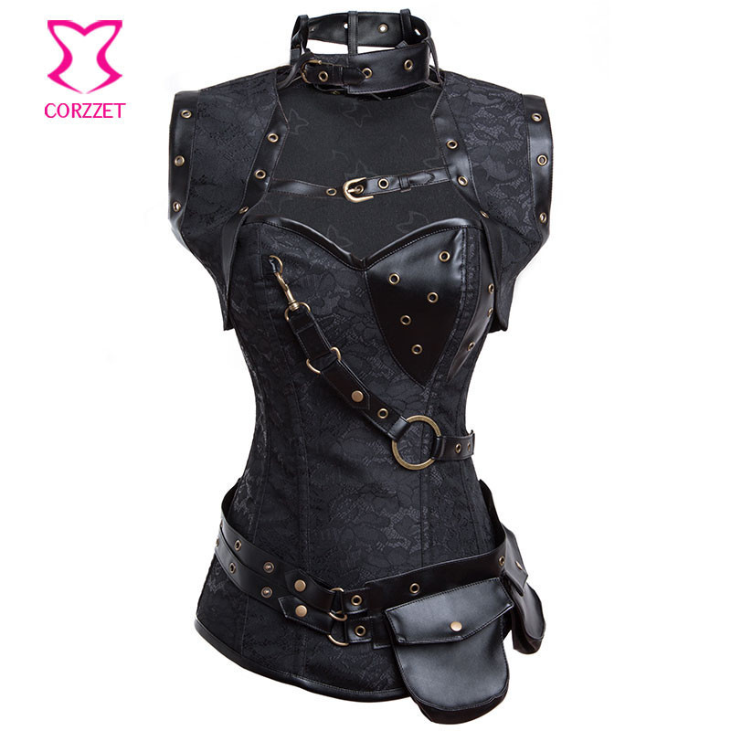 Brunt imiteret læder mænd/kvinder små pose tasker talje lomme bælte gotisk korset steampunk tøj burlesk kostume tilbehør