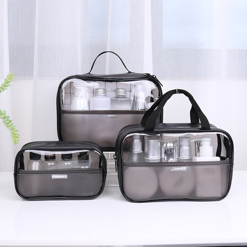 Women Cosmetic Bag Transparent PVC Makeup Bag Set Travel Wash Kit Storage Organizer Pouch Toiletry Box Bag Tote Handbag Pouch