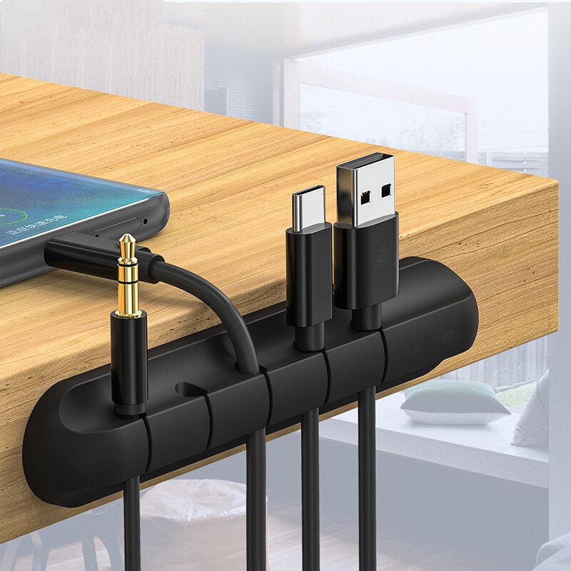 Universal- Kabel Stand Organizer USB Kabel Draht Halfter Maus Kopfhörer Kopfhörer Ladegerät Kabel Schutz Schreibtisch Silikon Wickler Clips