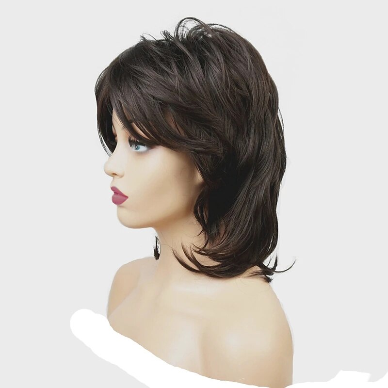 Hairjoy kvinnor kort lager fluffigt lockigt värmebeständigt syntetiskt hår peruker 6 färger tillgängliga: #1b