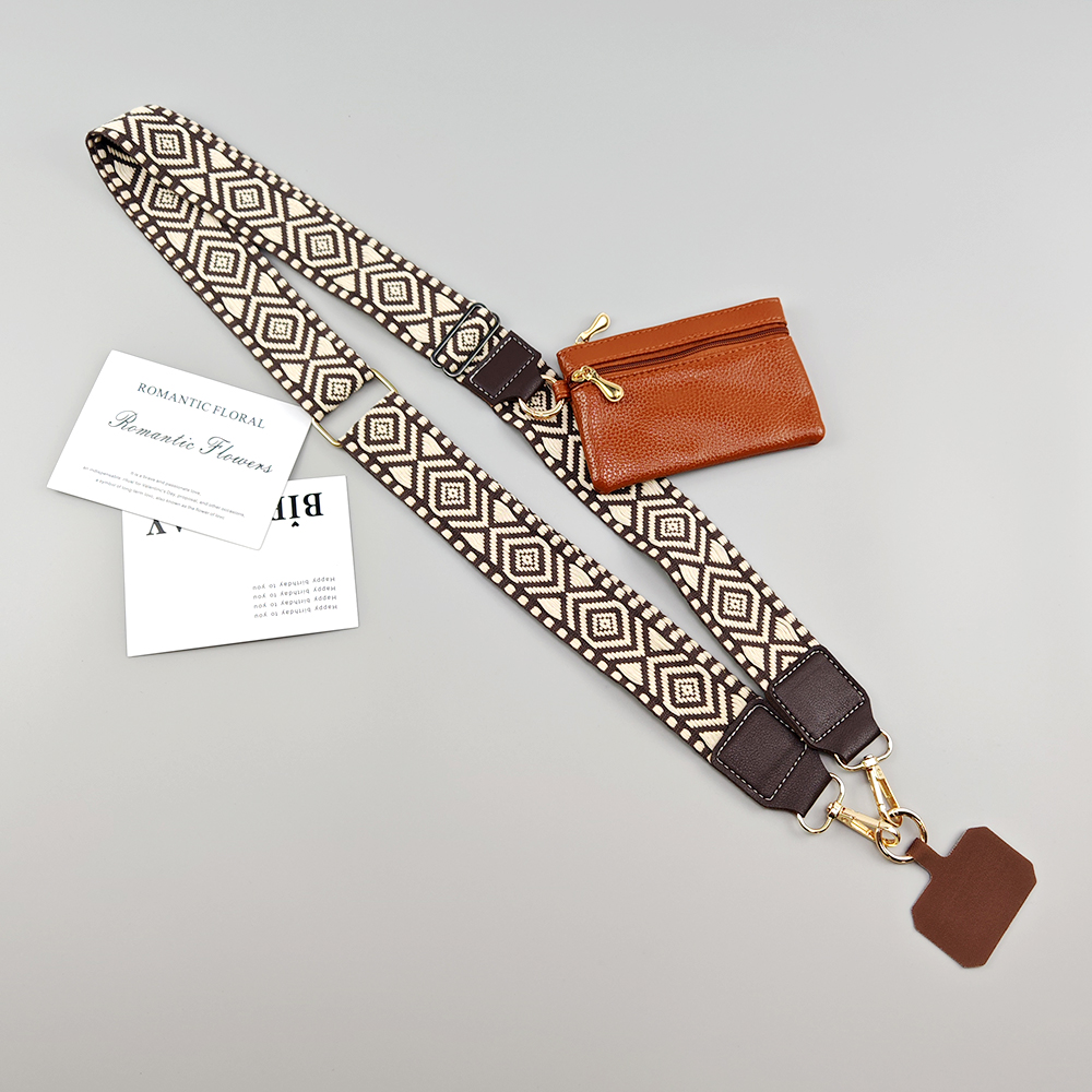 Adjustable Crossbody Mobile Phone Lanyard Strap Anti-lost Cell Phone Case Pendant With Zippered Wallet Card Gasket Coin Purse: Red / Pink