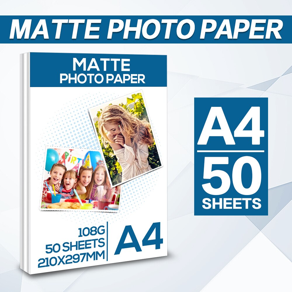 Labelwell 100 Vellen A4 Matte Fotopapier Inkjet Printing Waterdichte Papier Voor Inkjet Printer Diy Familie Foto &#39;S A4 108G papier: 50 Sheets