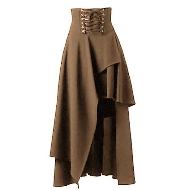 Cosplay Medieval Renaissance Gothic Steampunk Clothes Pirate Costumes Halloween Carnival Vintage Dress Up Hem Maxi Skirt: XL / Beige