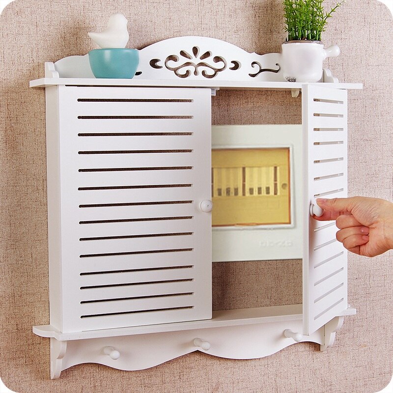 Wall-Mounted Decorative Meter Box Electric Box Garden Wall Decoration Multimedia Shielding Box DIY Hollow Carved Wood B