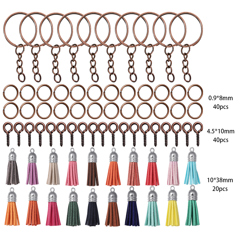 Kits de fabricación de joyas, llavero con borlas coloridas, anillo de salto abierto, juego de alfileres para manualidades, llaveros colgantes de resina, suministros de joyería, 110 Uds.: Azul