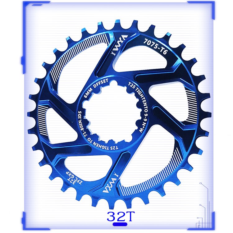 Pédalier de vélo VXM vtt GXP manivelle à engrenages fixes 30T 32T 34T 36T 38T plateau pour pièces de vélo sram gx xx1 X1 x9 GXP: Blue 32T 1PCS