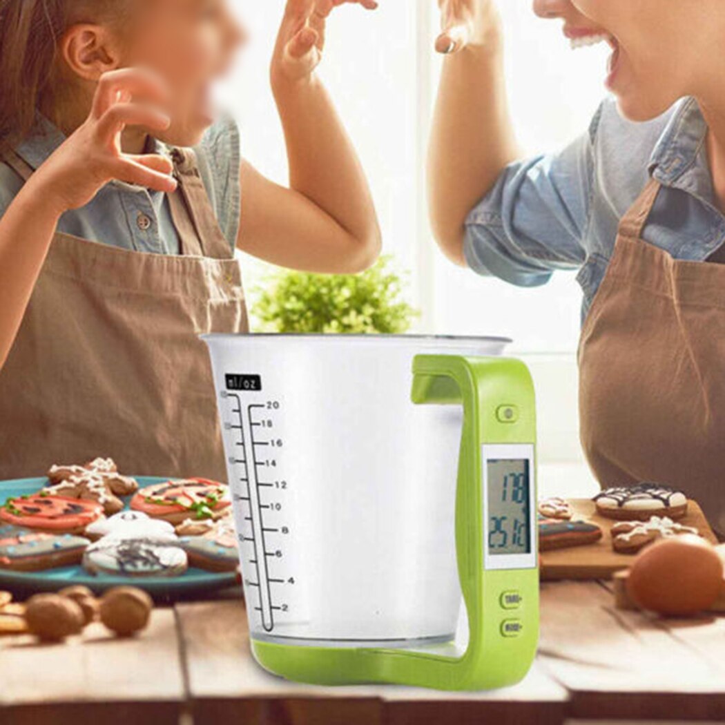 Digital Kitchen Electronic Measuring Cup Scale Household Jug Scales With LCD Display* Weight & Temperature Scale Inside Cup