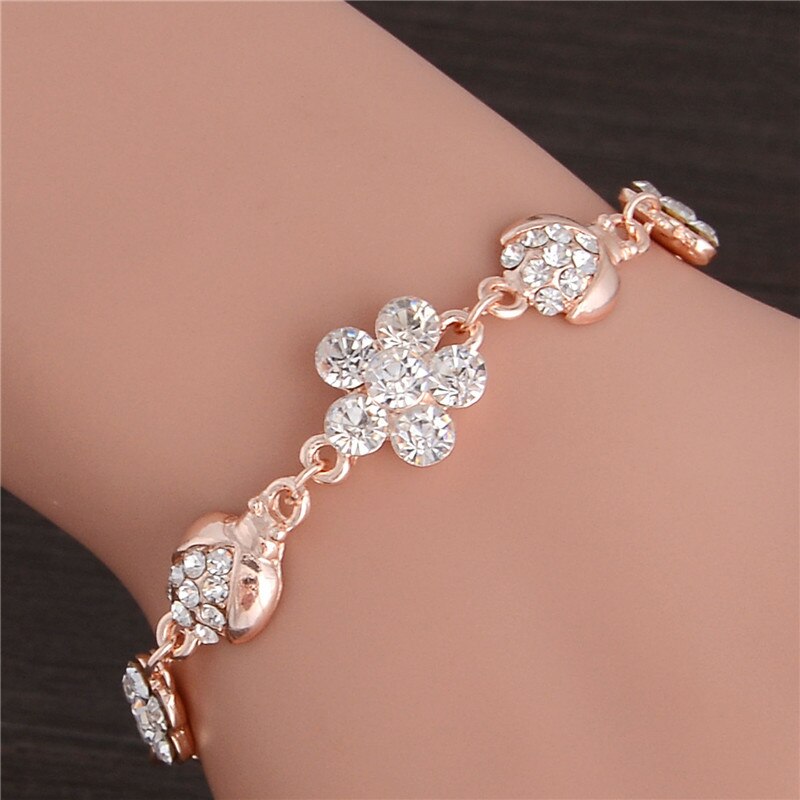 SHUANGR 1pc Rose Goud Kleur Wit Kristallen Vonken Hollow Chain Link Bangle Armband 7 ontwerpen TH358-TH364: H362