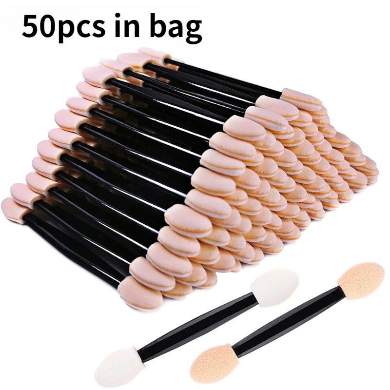 50/100 Uds. Pinceles para polvo de uñas esponja de doble cabeza Mini palos de esponja espejo artístico para uñas aplicador de pigmento cromado herramientas de maquillaje: Multicolor