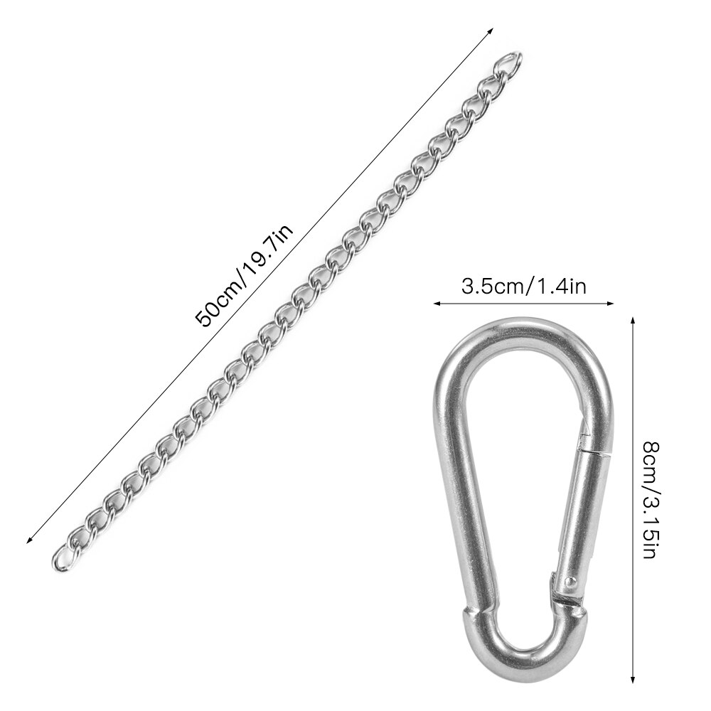 Hanging Chair Chain Stainless Steel Hanging Kits with Two Carabiners Variable Attachment for Hanging Chain