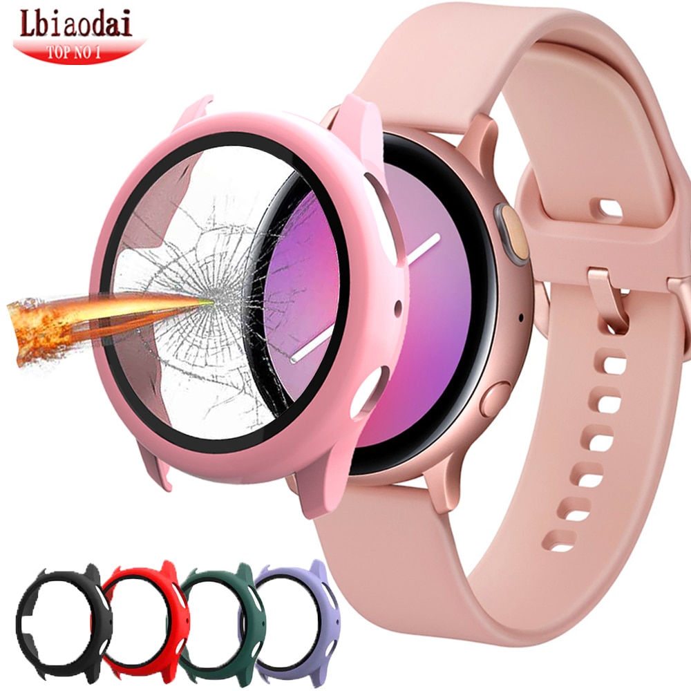 Glas + Case Voor Samsung Galaxy Horloge Active2 44/40 Mm Rondom Cover Bumper + Screen Protector Galaxy Horloge actieve 2 44Mm 40 Mm