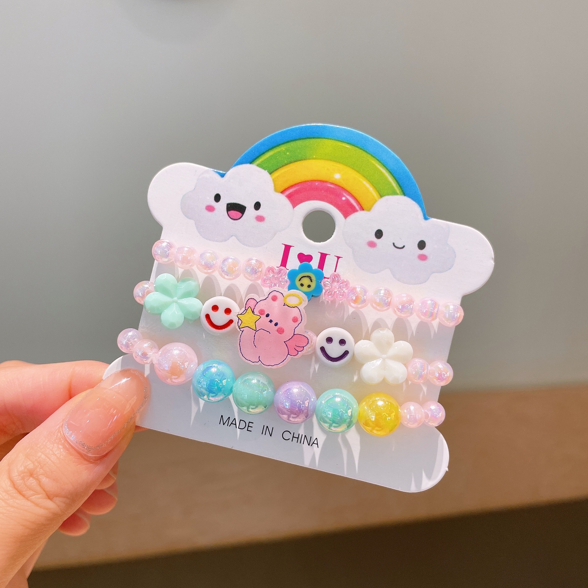 3 uds Qute pulseras de resina coloridas Kit de pulseras para niñas pequeñas pulsera con dijes de para niños accesorios de joyería para fiestas: VERMEIL