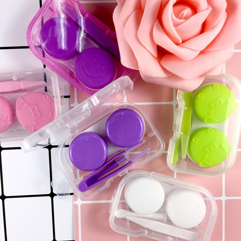 Caja de lentes de contacto de Color sólido Pp kit de cuidado ocular caja de lentes de contacto portátil caja de almacenamiento de espejo de viaje para el hogar