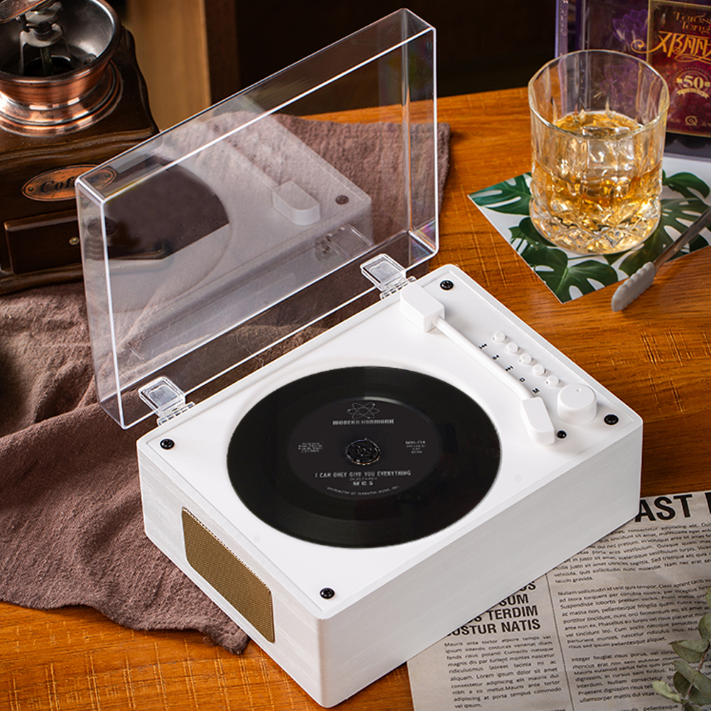 Rechargeable Retro CD Player Portable Music Player with 3.5mm AUX Desktop CD Player Gramophone Shaped CD Player