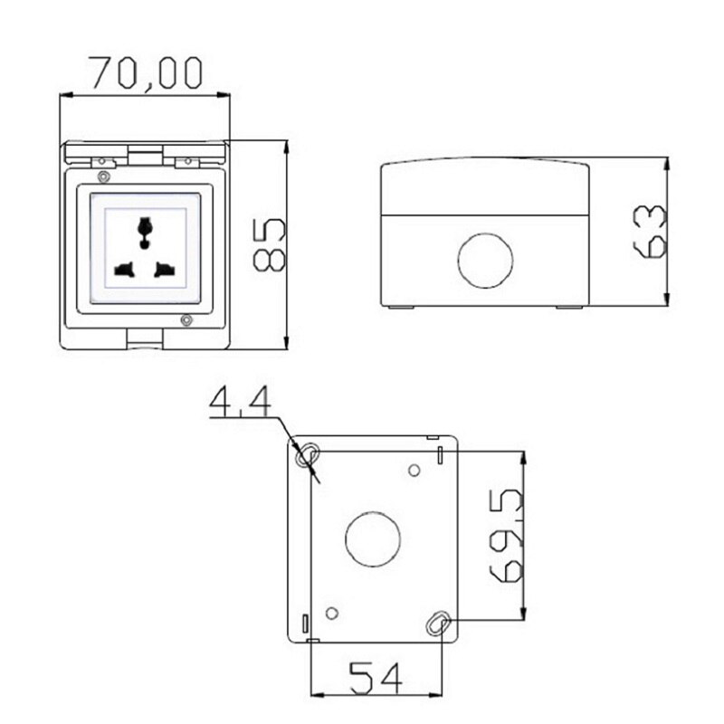 Outdoor IP55 Waterdicht Stofdicht Stopcontact Universal Outlet Opbouw Stopcontact
