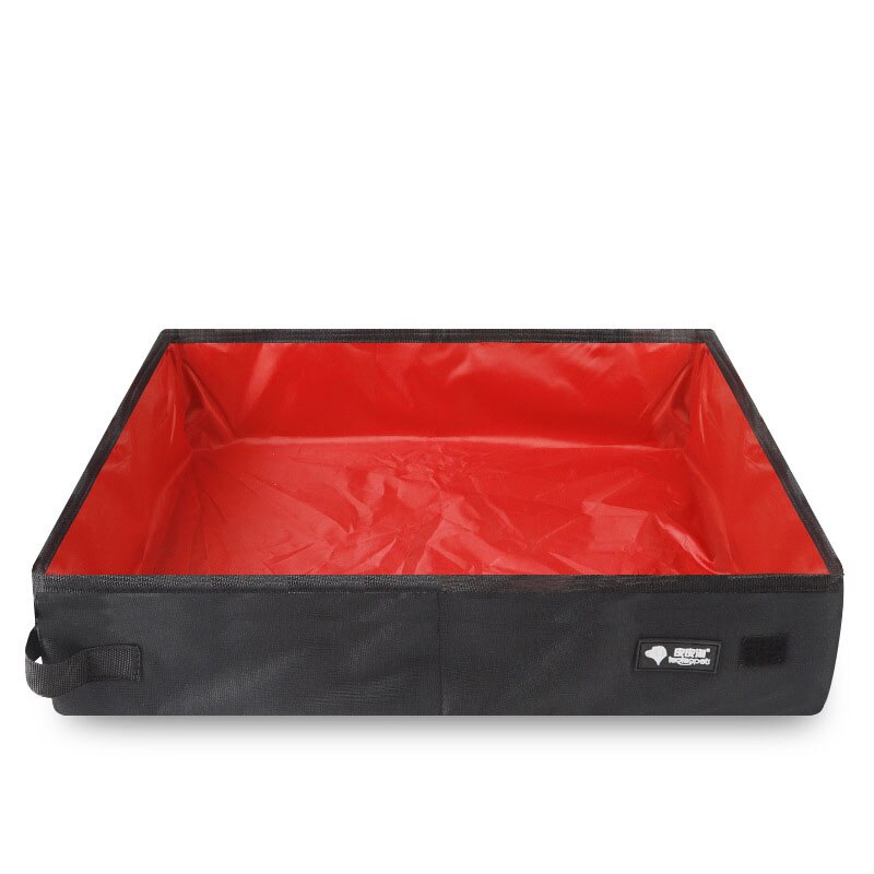 Foldning rejse kæledyr kattekasse hund toilet bakke sammenklappelig kattekuld sengevand vandtæt udendørs foldbar kattekuldkasse: Rød / 50 x 40 x 11cm