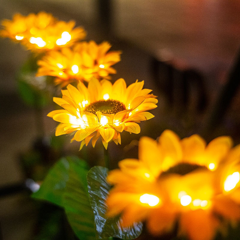 Luces solares de girasol para exteriores, guirnalda de luz LED impermeable para jardín, césped, , decoración de Navidad, lámpara alimentada por energía Solar, 1/3 cabezales