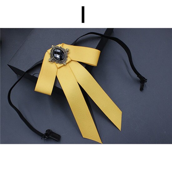 Corbata de moño grande Vintage para mujer, Collar de cinta con borlas de cristal con broche, joyas para un traje , Pin: 9