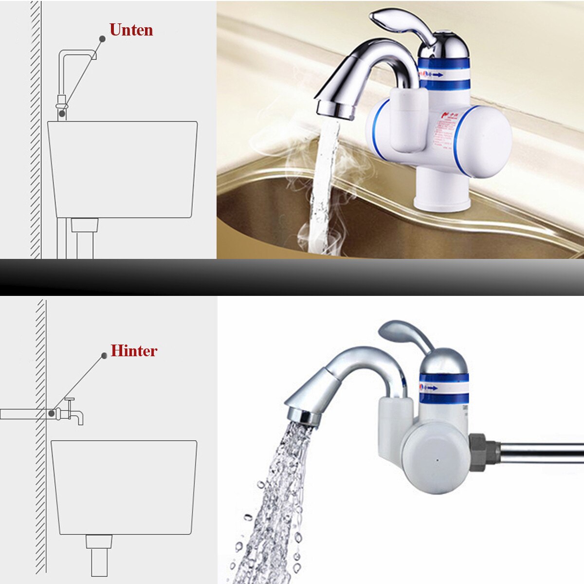 3000W Tankless Instant Electric Water Heater Kitchen Basin Faucet Waterproof And Cold Bathroom Mixer Water Taps 220V