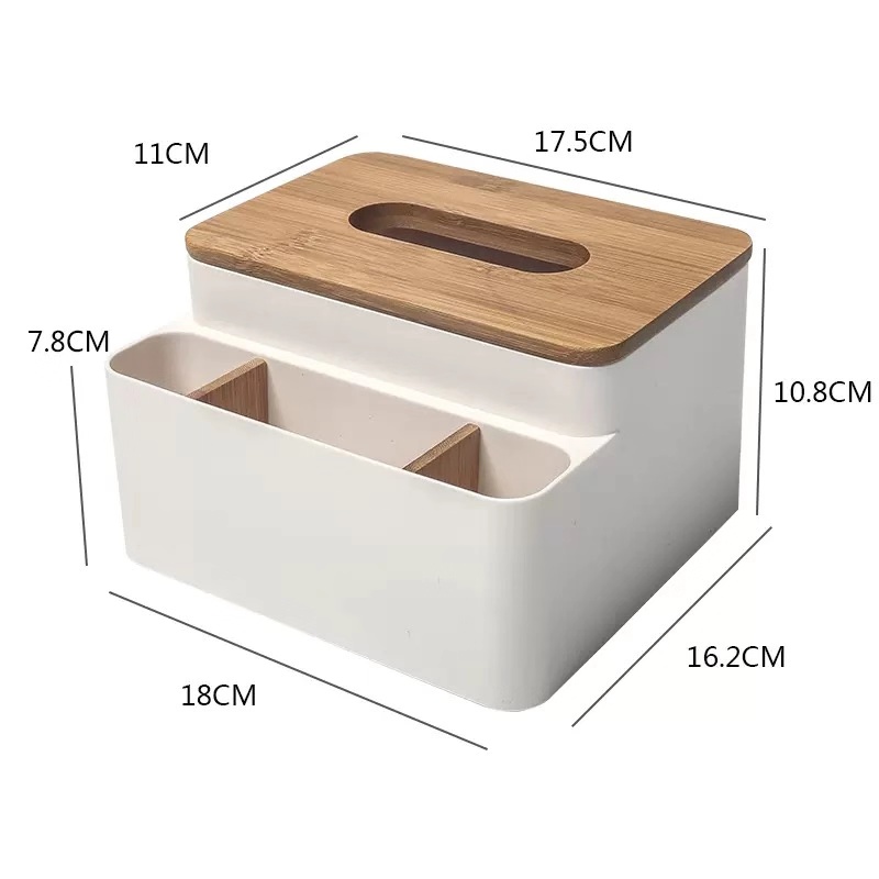 Huis Keuken Tissue Doos Houten Plastic Servet Houders Multifunctionele Tissue Buis Cosmetische Afstandsbediening Opbergdoos: 3 Grids White