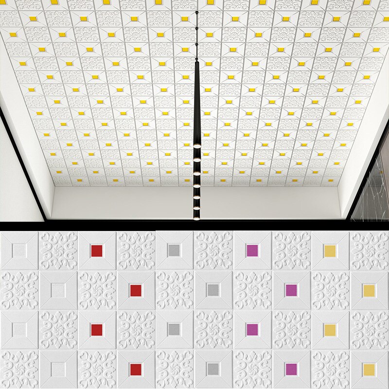 10pcs Self-Adhesive Roof Wall Sticker 3D Stereo Ceiling Wallpaper Foam Sticker Panel Living Room Home House Decor Bedroom TV Kid
