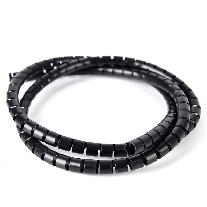 Organisateur de bandes de câbles PC TV | Enroulement spirale, ranger le fil, câble de ligne, clips fixateur attaches de porte 1m 10mm: 1m black 10mm