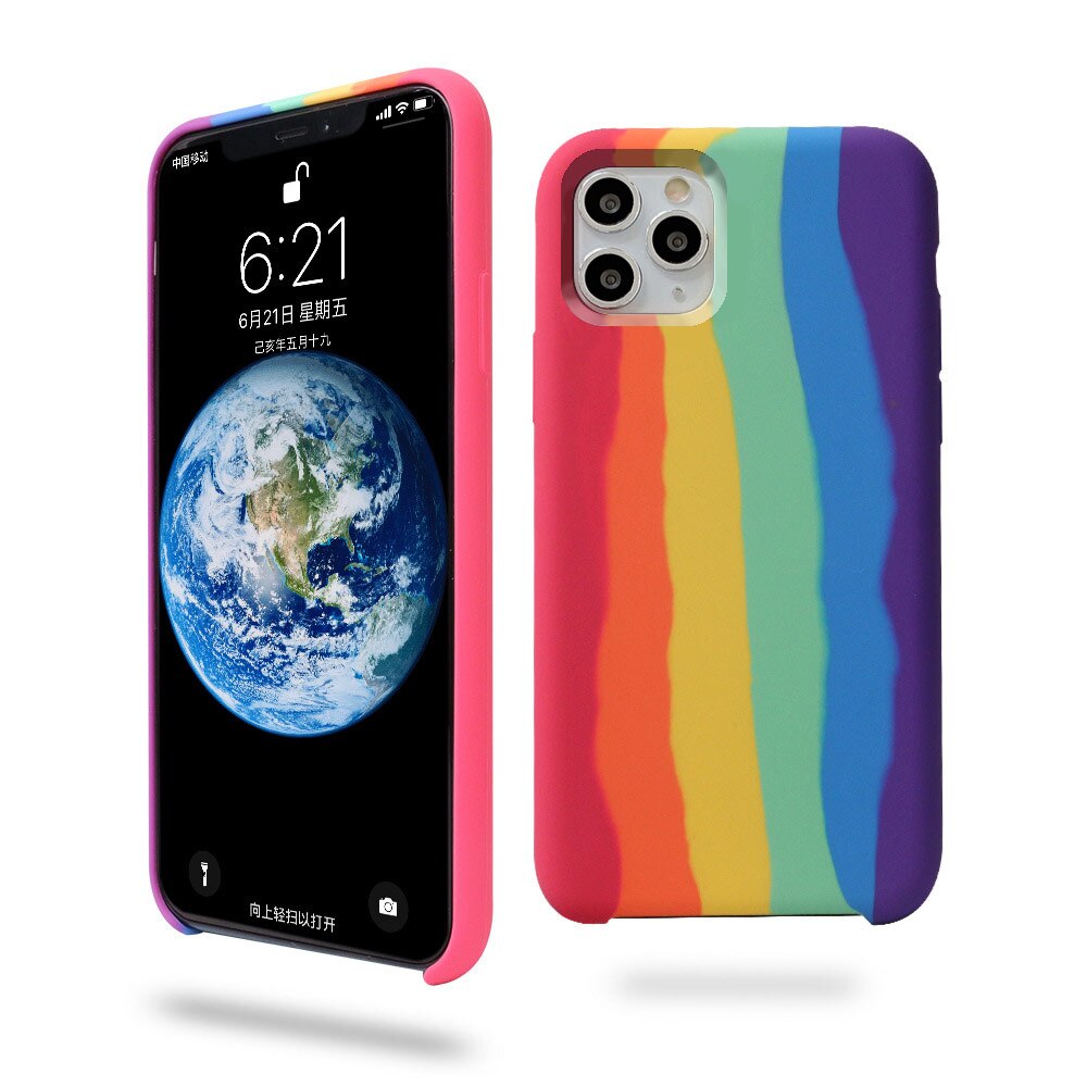 Kunst Regenbogen Flüssigkeit Silikon Telefon Fall für iPhone 11 Pro MAX X XS MAX XR Gel Gummi Schutz Abdeckung für iPhone 7 8 Plus SE