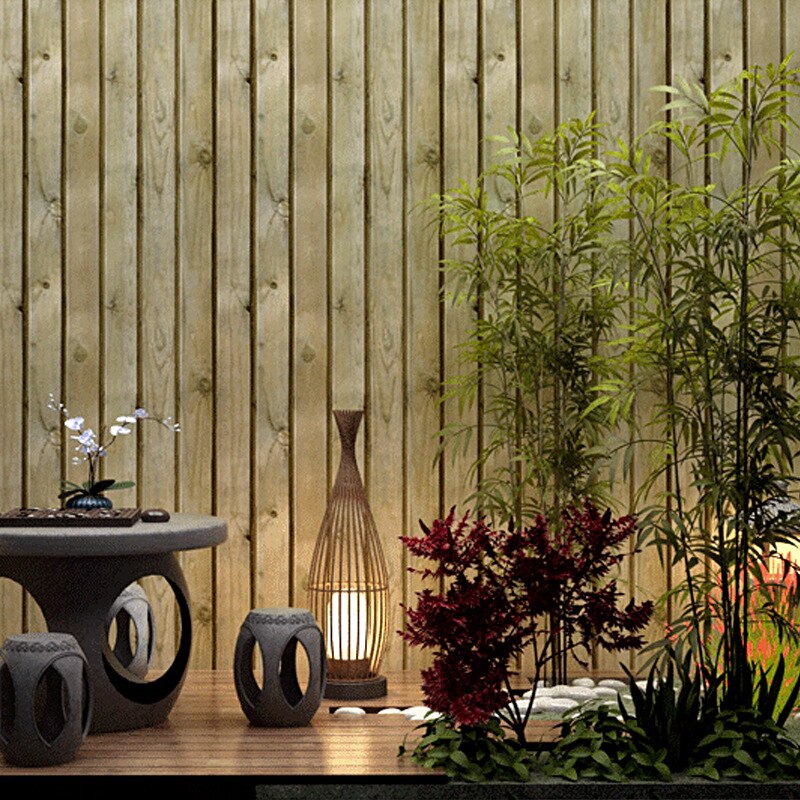 3D 3D Wood Texture Chinese Imitation Wood-Grain Wallpaper Log Color Vintage Wood Ceiling Attic Ceiling Wallpaper