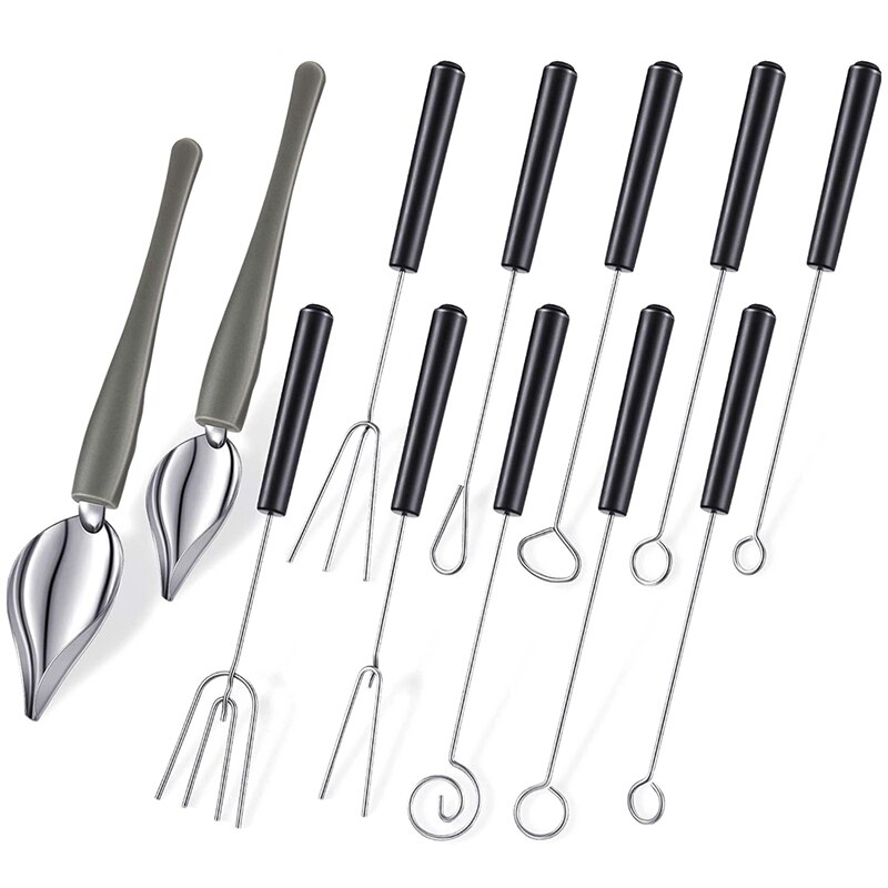 12 Pieces Candy Dipping Tools Set Included Chocolate Dipping Fork Spoons Culinary Decorating Spoons Chef Art Pencil: Default Title