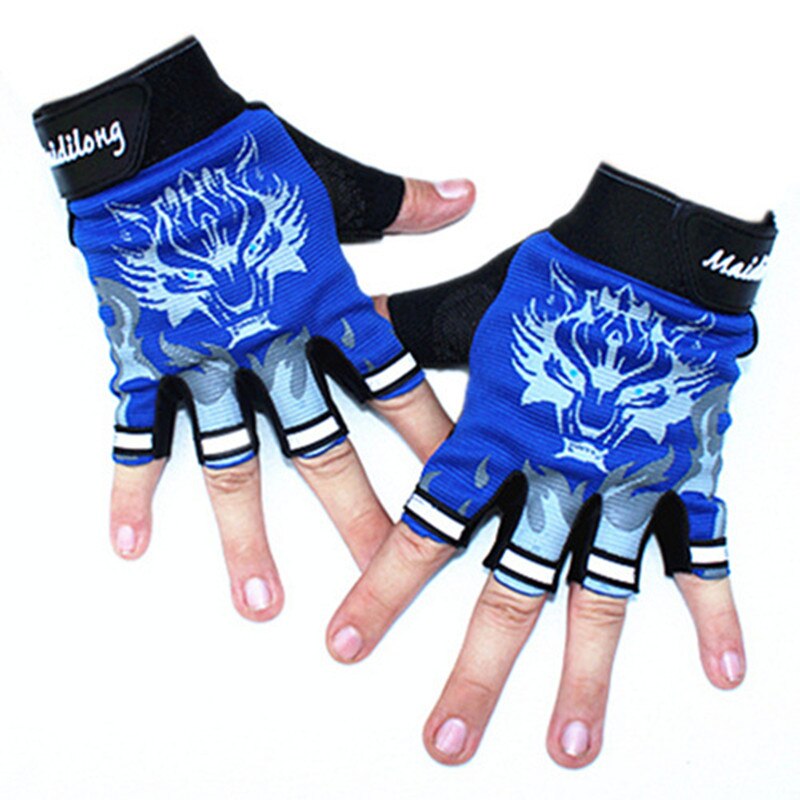 Sport handsker til børn semi-finger ulv print handske børn vanter anti-slip drenge pige fingerløse handsker til 6-12 år barn
