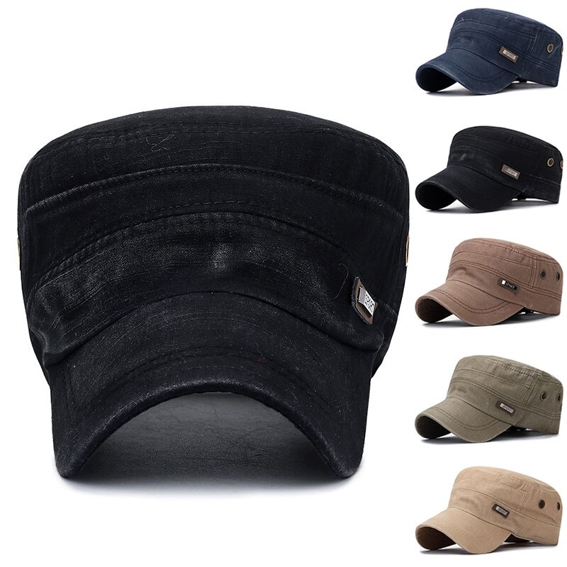 Male Flat Top Cap Cotton Comfortable Baseball Caps Simple All-match Retro Adjustable Casual Adult Sun Hats For Men