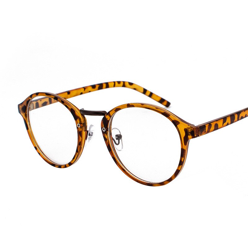 YOOSKE Transparent Round Glasses Clear Frame Women Spectacle Myopia glasses Men Eyeglasses Frame Nerd Optical Frames: leopard