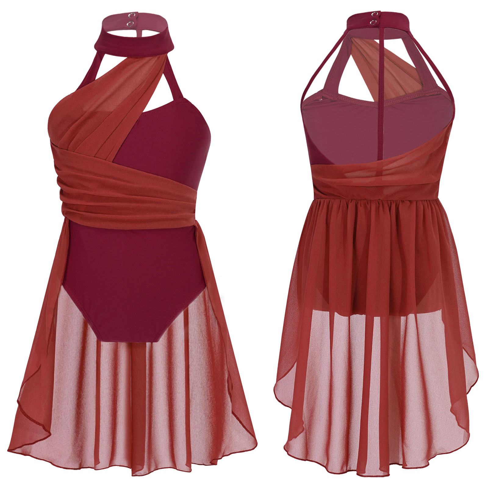 Mädchen Ballett Kleid freundlicher lyrisch tanzen Kostüm Geraffte Chiffon Mieder eingesperrt Zurück tanzen Trikot Kleid Eislaufen Kleid Dancewear: XXL / Elfenbein