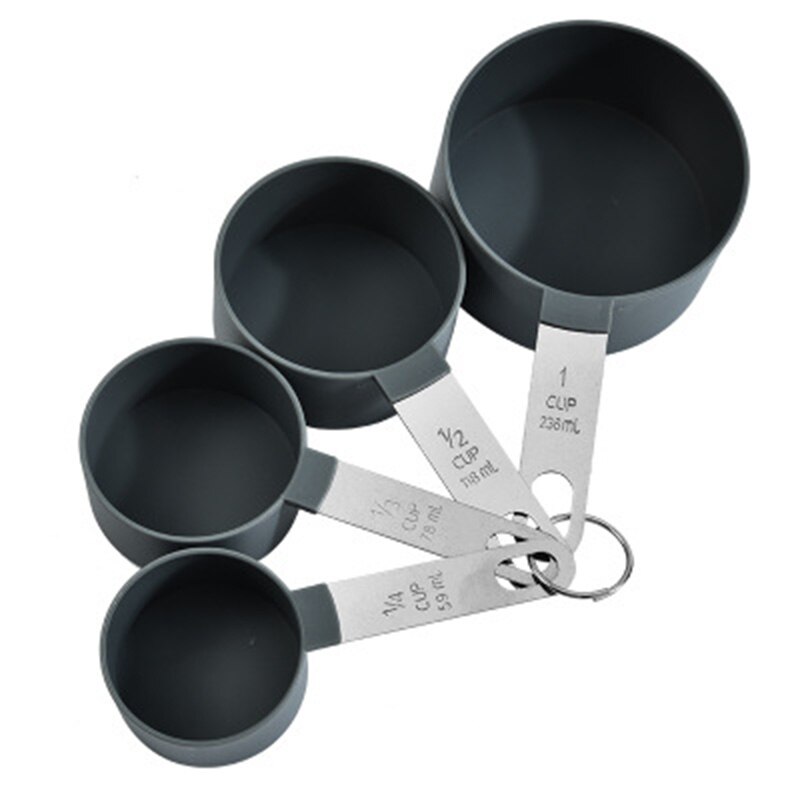 4 Stuks Multifunctionele Lepel Cup Meten Set Geschikt Voor Nemen Koffiebonen Rvs Handvat Keuken Bakken Gadgets: 4pc Gray  cup