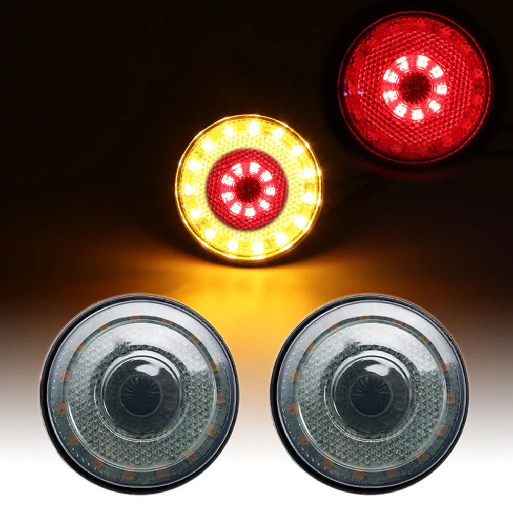 DC12V 24-LEDs Car Lights Auto Truck Trailer Rear Tail Brake Stop Marker Light Indicator Turn Singal Light Lamp Round Reflector