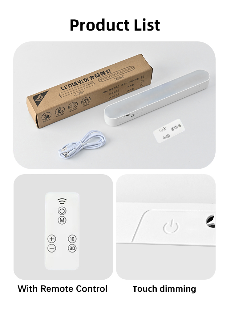 Nachtlampje LED kastlamp met afstandsbediening, 3 kleuren van helderheidsregeling, nachtlamp met USB oplaadapparaat, magneetkastlamp voor naast het bed, de kast