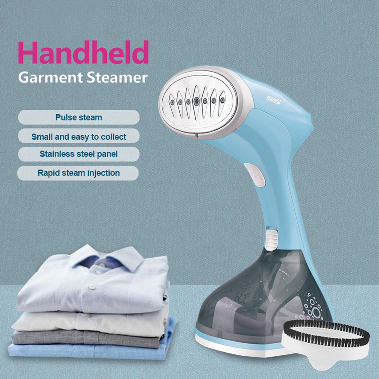 Garment Steamer Portable Handheld Fabric Steamer Wrinkle Remover 1500 Watts 220ml Capacity Water Tank Stainless Steel Nozzle