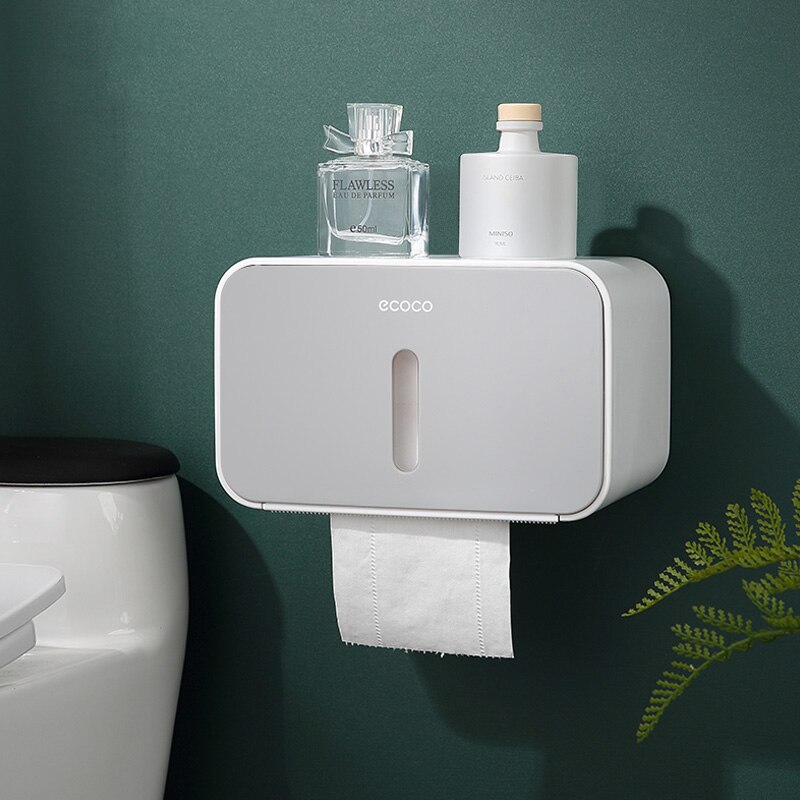 Badkamer Toiletrolhouder Waterdicht Voor Toiletpapier Handdoekhouder Opbergdoos Toiletrolhouder Badkamer Accessoires: 01-grey