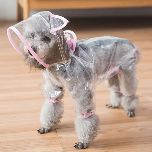 Transparent Raincoat with Hat Waterproof Dog Puppy Rain Coat Pet Raincoats For Small Dogs Pets Clothes Schnauzer Yorkie XPC02: Pink / XL