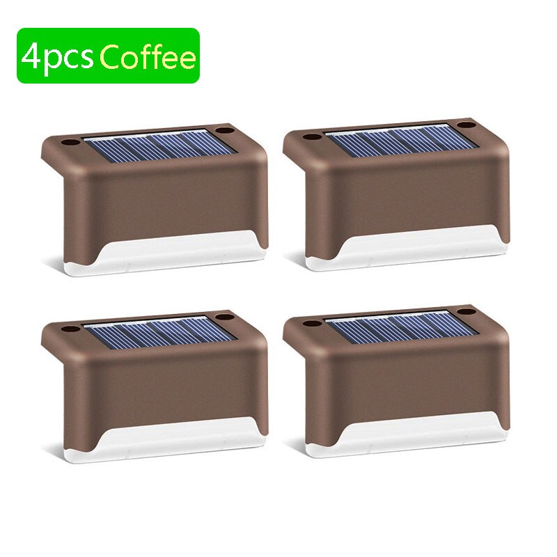 8/12 stuks zonne-terraslampen, tuin, landschap, trapverlichting, waterdichte wandlamp voor balkon, led-zonnehekverlichting: 4 stuks koffiekleur
