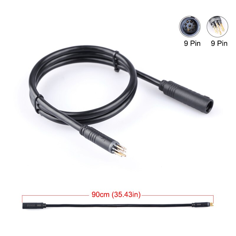 Kabel przedłużający silnik 9Szpilka robić BAFANG elektryczny rower przednia tylna piasta zestaw robić konwersji silnika 250W 350W 500W kobiecy męnarty drut: 90cm