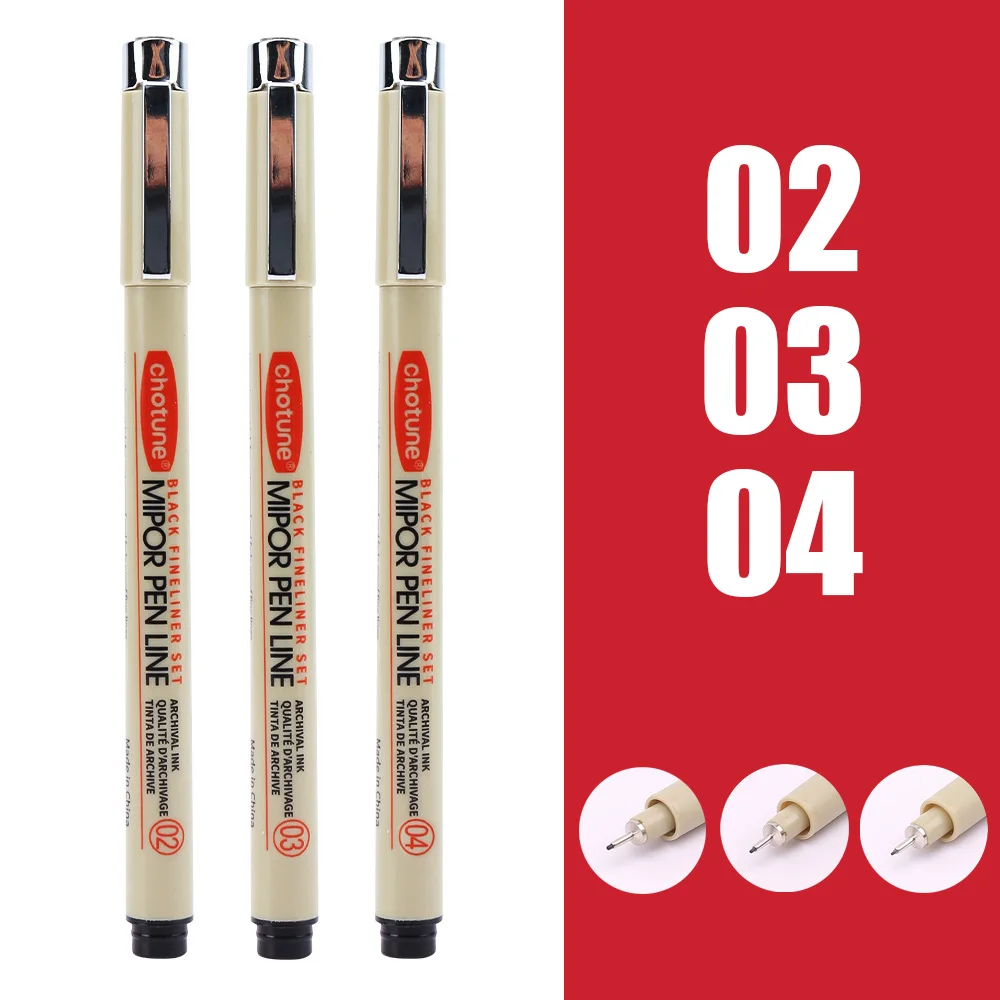 3-12Pcs Pigment Liner Micron Drawing Pen Manga Pigma Ink Marker Pen Sketching Brush Set Hook Line Needle Pen Art Supplies: Clear