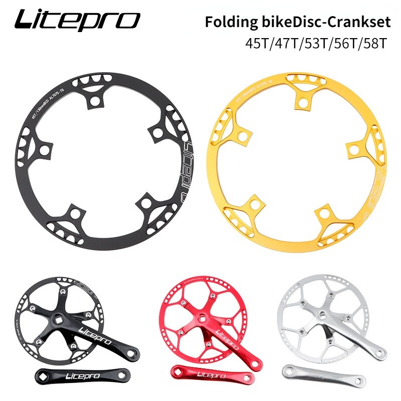Litepro Mtb Crankset Folding Bicycle Tooth Disc LP Disc 45 47 53t 56t 58t Disc Square Hole Crank Bmx Bike Parts Four Colors