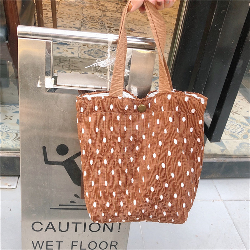 Mini bolsa de tela fresca portátil para mujer, bolso de mano con estampado de arrugas, enfriador térmico aislado, Bento, fiambrera, Tote, almacenamiento de Picnic: YELLOW