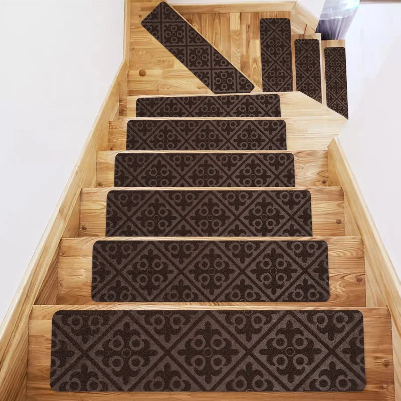 Polymères de bande de roulement auto-adhésifs doux pour la maison, tapis d'escalier, tapis de protection, non ald, motifs multiples, absorbant, 76x20.3cm, 8 pièces: WHITE